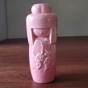 Plum Gekkeikan Kokeshi Doll Decanter Vase Vintage Japan Pink Lady Sake Pitcher
